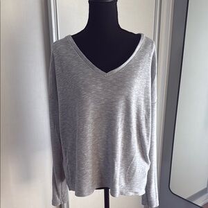 Gray V-Neck Women's Top